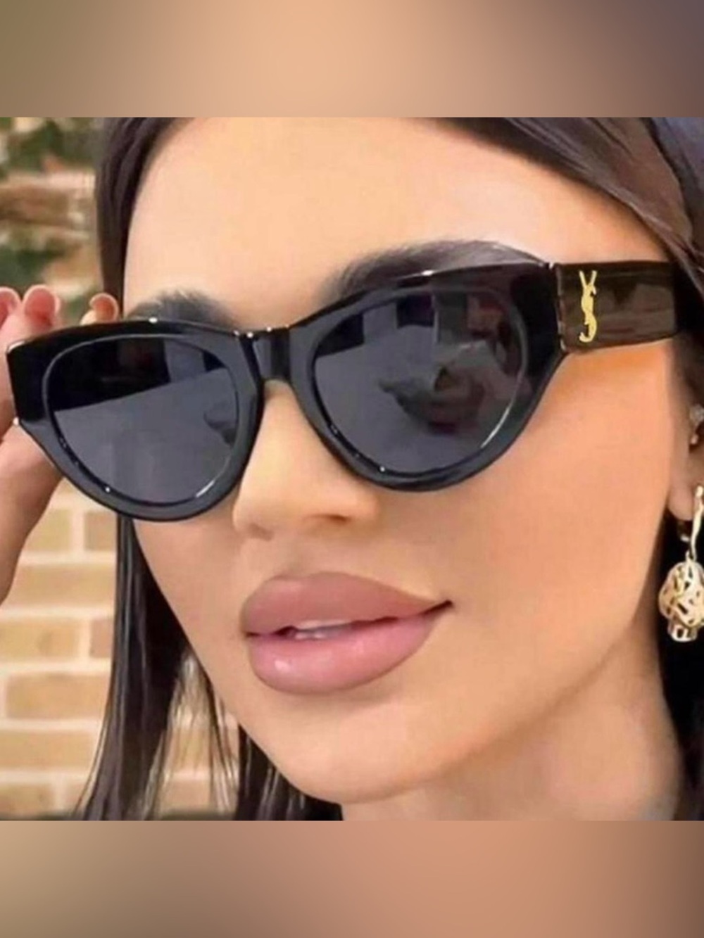 Nordstrom Black Cat-Eye Sunglasses with Gold Accents